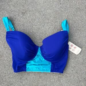 Tommy Bahama 36DD Deck Piping OTS Strap U/W Molded Cup Cropped Bra Swim Top NEW